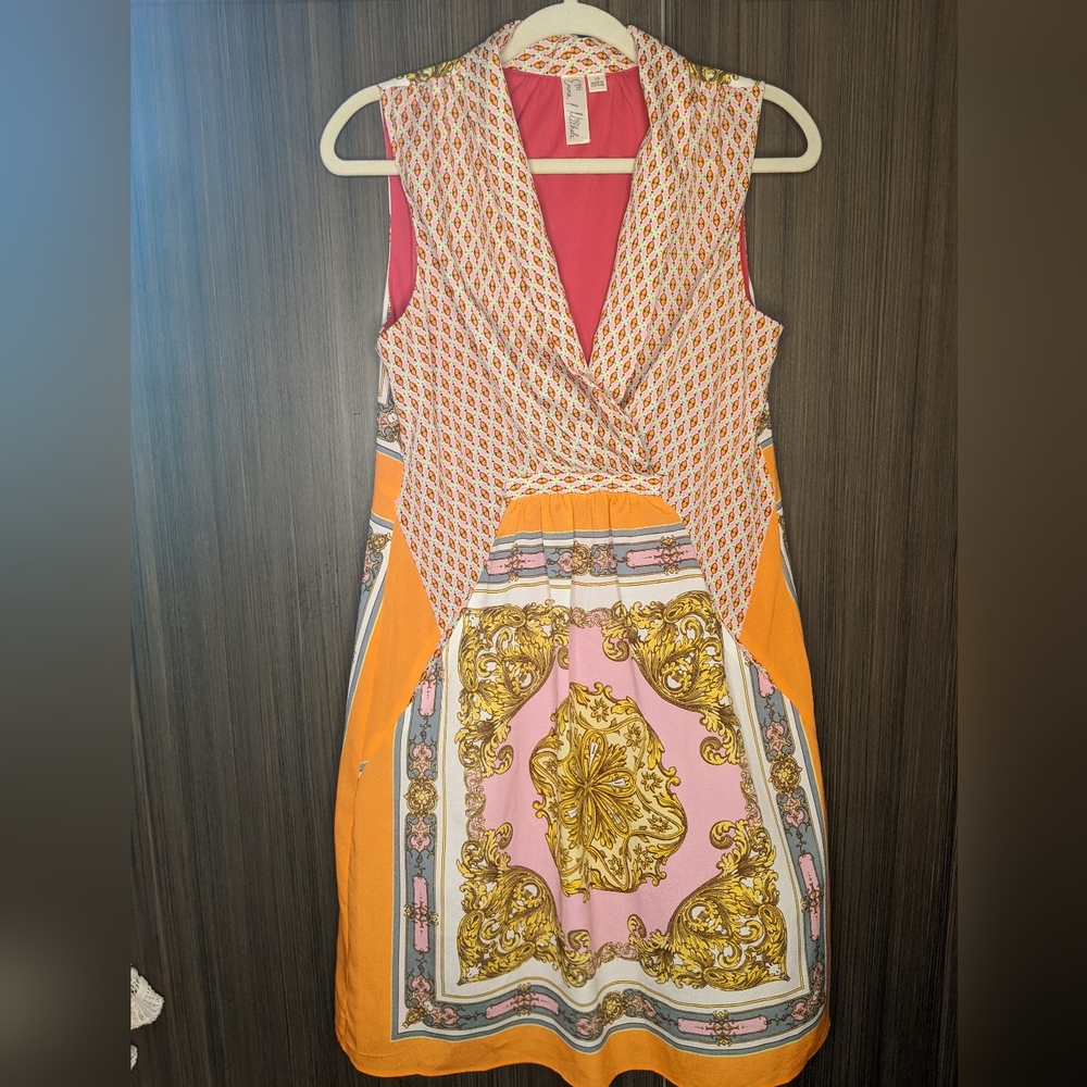 Emma & Michele Apron Front Scarf Print Dress, 10